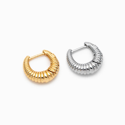 4pcs Gold/ Silver Tone U-Shaped Earrings, Real Gold/ Rhodium plated Brass, Minimalist Hoop Earrings (GB-4736)
