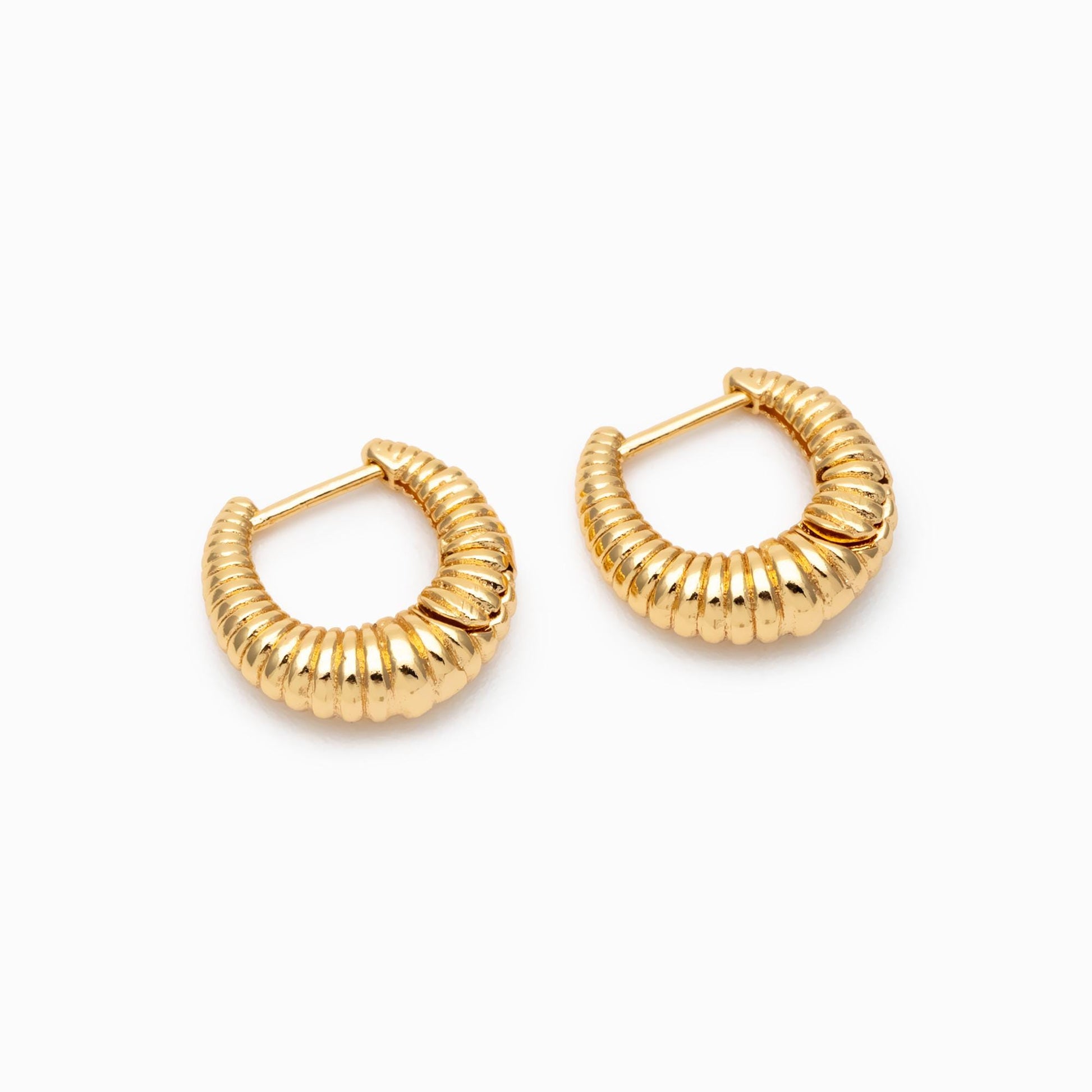 4pcs Gold/ Silver Tone U-Shaped Earrings, Real Gold/ Rhodium plated Brass, Minimalist Hoop Earrings (GB-4736)