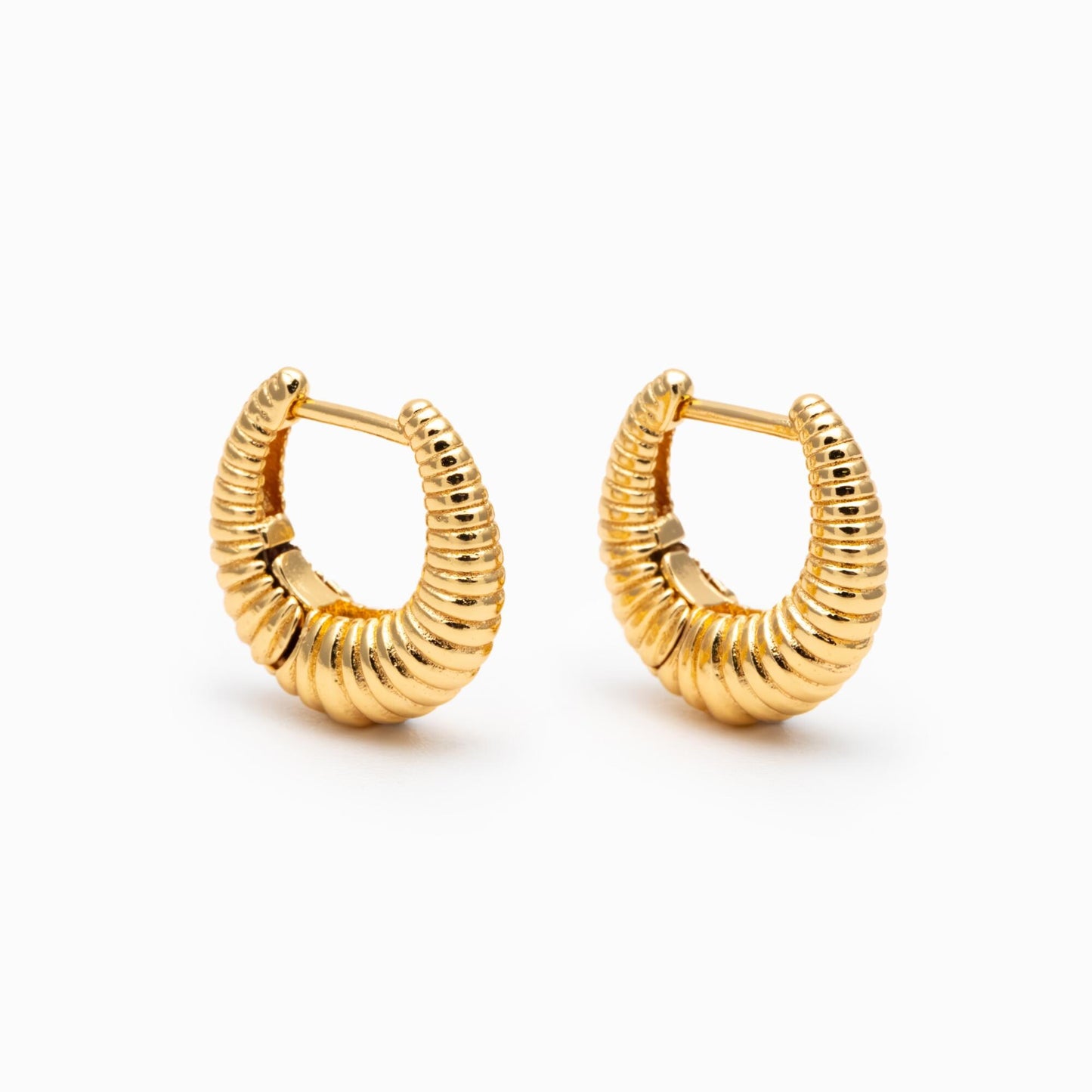 4pcs Gold/ Silver Tone U-Shaped Earrings, Real Gold/ Rhodium plated Brass, Minimalist Hoop Earrings (GB-4736)