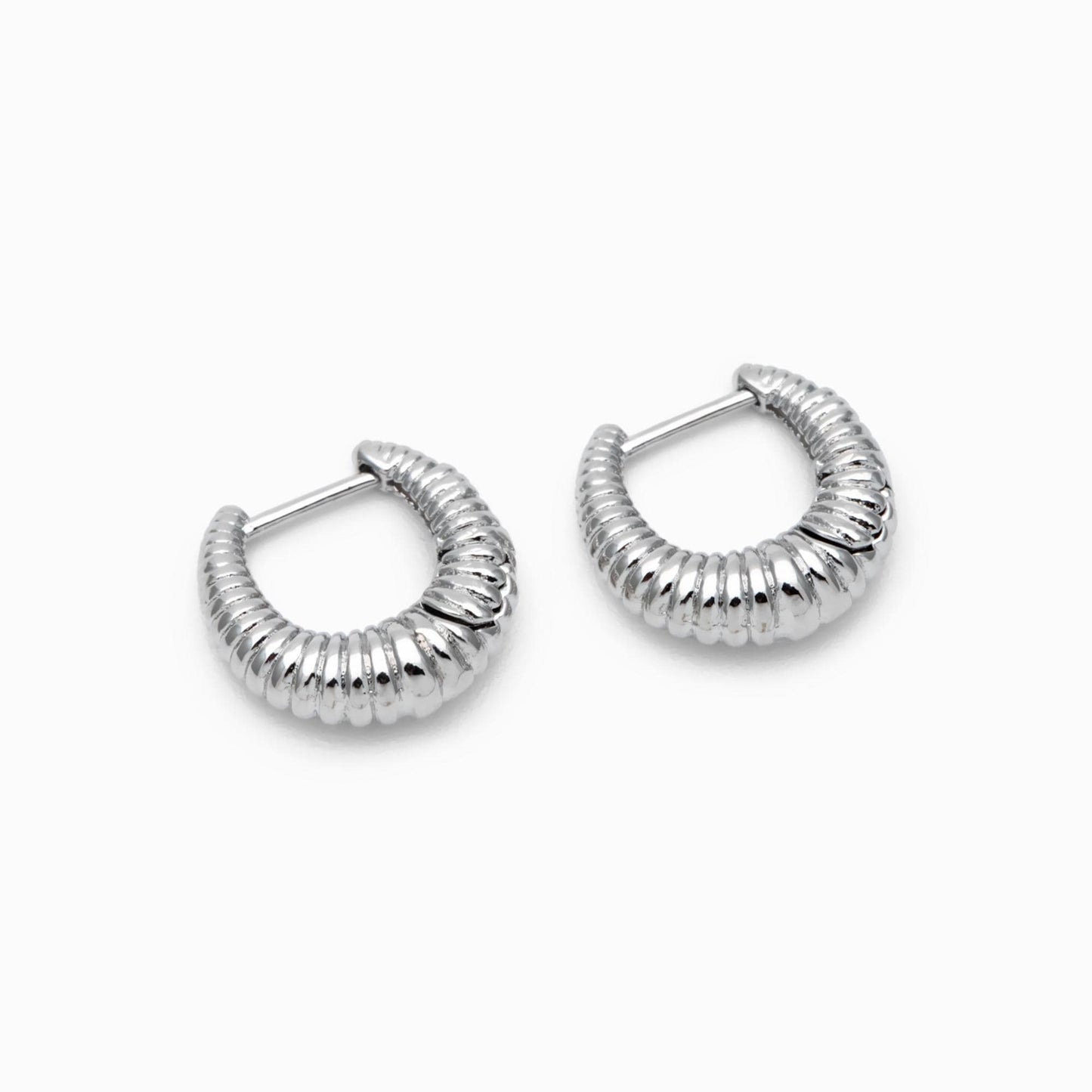 4pcs Gold/ Silver Tone U-Shaped Earrings, Real Gold/ Rhodium plated Brass, Minimalist Hoop Earrings (GB-4736)