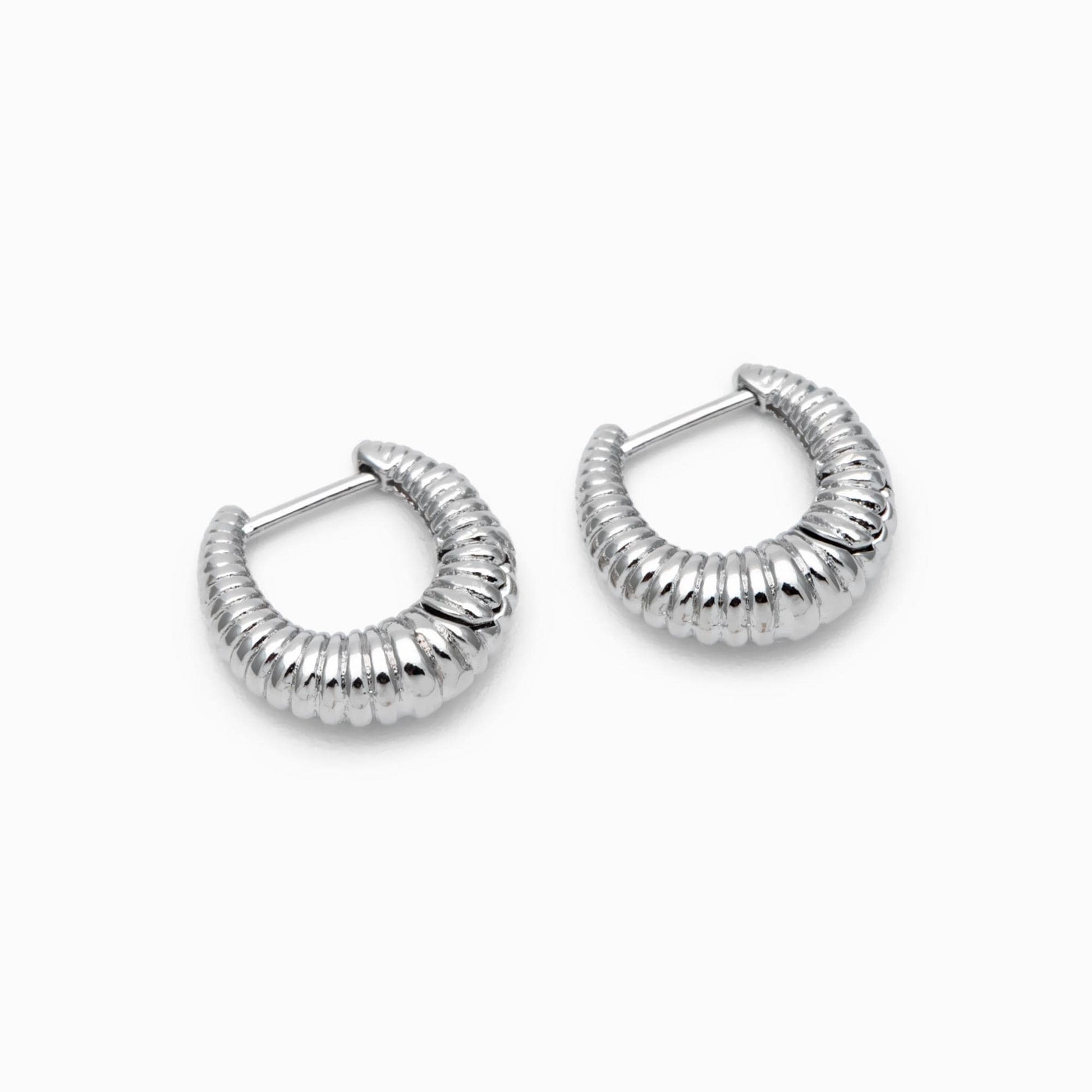 4pcs Gold/ Silver Tone U-Shaped Earrings, Real Gold/ Rhodium plated Brass, Minimalist Hoop Earrings (GB-4736)