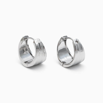 4pcs Gold/ Silver Tone Circle Hoop Earrings, 18K Gold/ Rhodium plated Brass, Chunky Huggie Earrings (GB-4738)