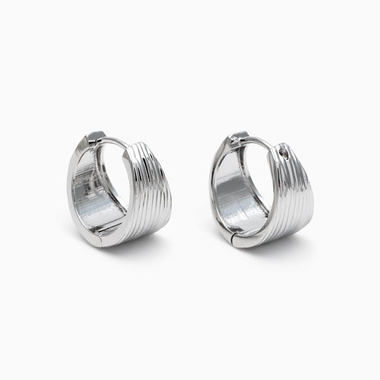 4pcs Gold/ Silver Tone Circle Hoop Earrings, 18K Gold/ Rhodium plated Brass, Chunky Huggie Earrings (GB-4738)