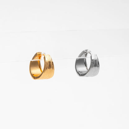 4pcs Gold/ Silver Tone Circle Hoop Earrings, 18K Gold/ Rhodium plated Brass, Chunky Huggie Earrings (GB-4738)