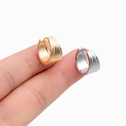 4pcs Gold/ Silver Tone Circle Hoop Earrings, 18K Gold/ Rhodium plated Brass, Chunky Huggie Earrings (GB-4738)