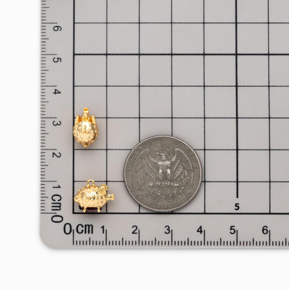 4pcs Purple CZ Pave Gold Globefish Charms, Gold Plated Brass, Fish Pendants (GB-4745)