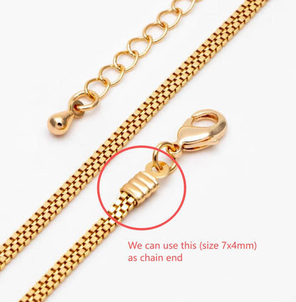 Gold plated Brass Flat Box Chain 2x1mm, Wholesale Craft Supplies Findings (#LK-410)/ 1 Meter=3.3 ft