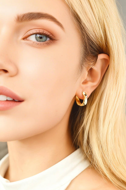 4pcs Gold/ Silver Twist Hoop Earrings, Gold/ Rhodium plated Brass, Minimalist Huggie Earrings (GB-3645)