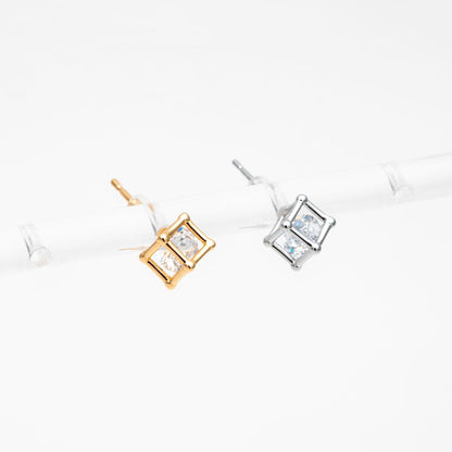 10pcs Gold/ Silver "Diamond" Earrings, Cube Minimalist Stud Earrings (GB-4752)