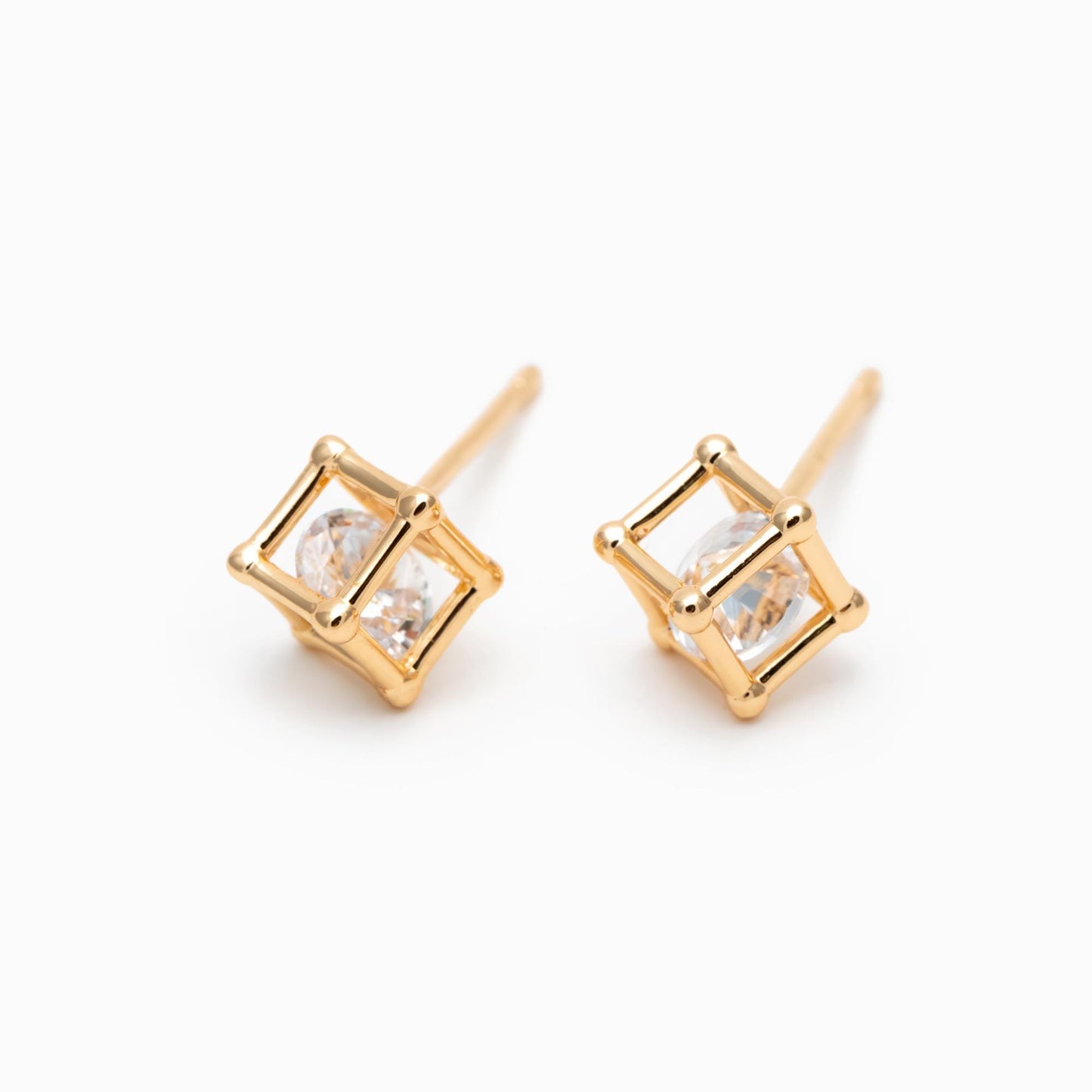 10pcs Gold/ Silver "Diamond" Earrings, Cube Minimalist Stud Earrings (GB-4752)