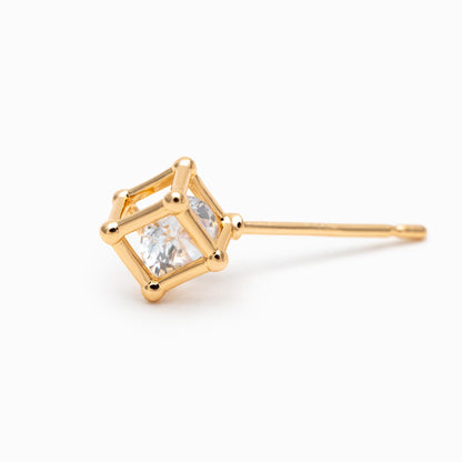 10pcs Gold/ Silver "Diamond" Earrings, Cube Minimalist Stud Earrings (GB-4752)