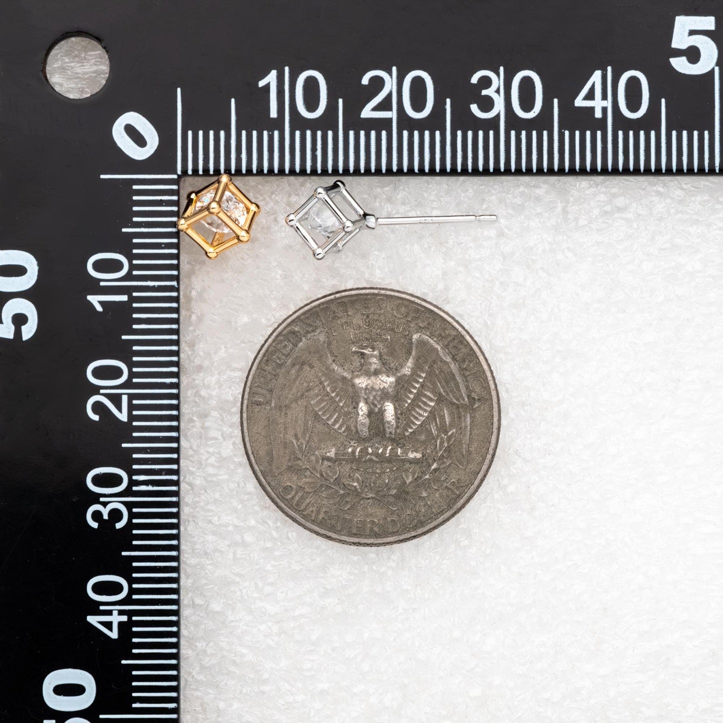 10pcs Gold/ Silver "Diamond" Earrings, Cube Minimalist Stud Earrings (GB-4752)