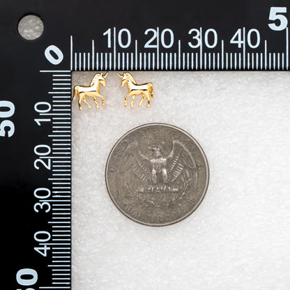 10pcs Gold/ Silver Unicorn Stud Earrings, 18K Real Gold/ Rhodium plated Brass (GB-4764)