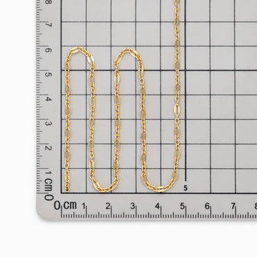 Gold Flat Cable Chains 2.5mm, 18K Gold plated Brass, Dainty Oval Linked Chains (#LK-626)/ 1 Meter=3.3 ft