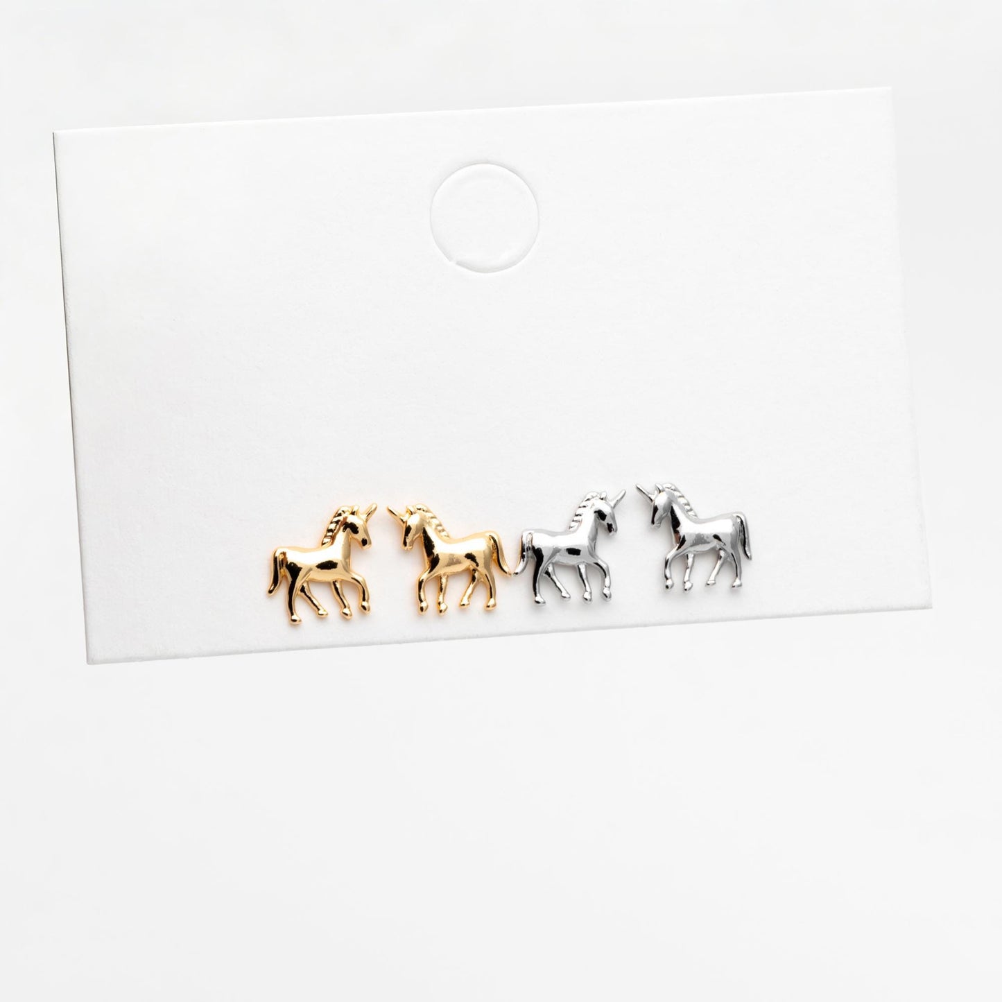 10pcs Gold/ Silver Unicorn Stud Earrings, 18K Real Gold/ Rhodium plated Brass (GB-4764)