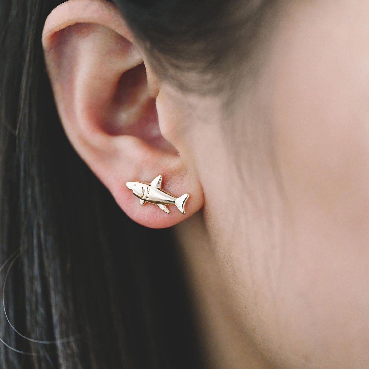 10 pieces- Ocean Theme Gold Stud Earrings, Sea Animal Studs, Dolphin Turtle Shell Shark Earrings, Wholesale Jewelry Supplies (GB-4460)