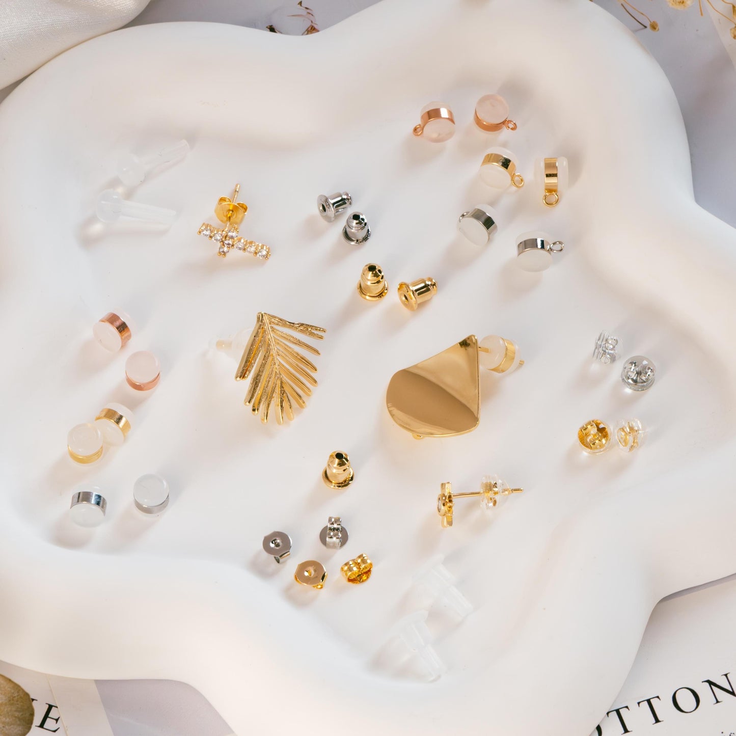 20pcs Gold/ Rhodium plated Ear Nuts, Earring Back Stoppers, Jewelry Findings Wholesale (#GB-651)