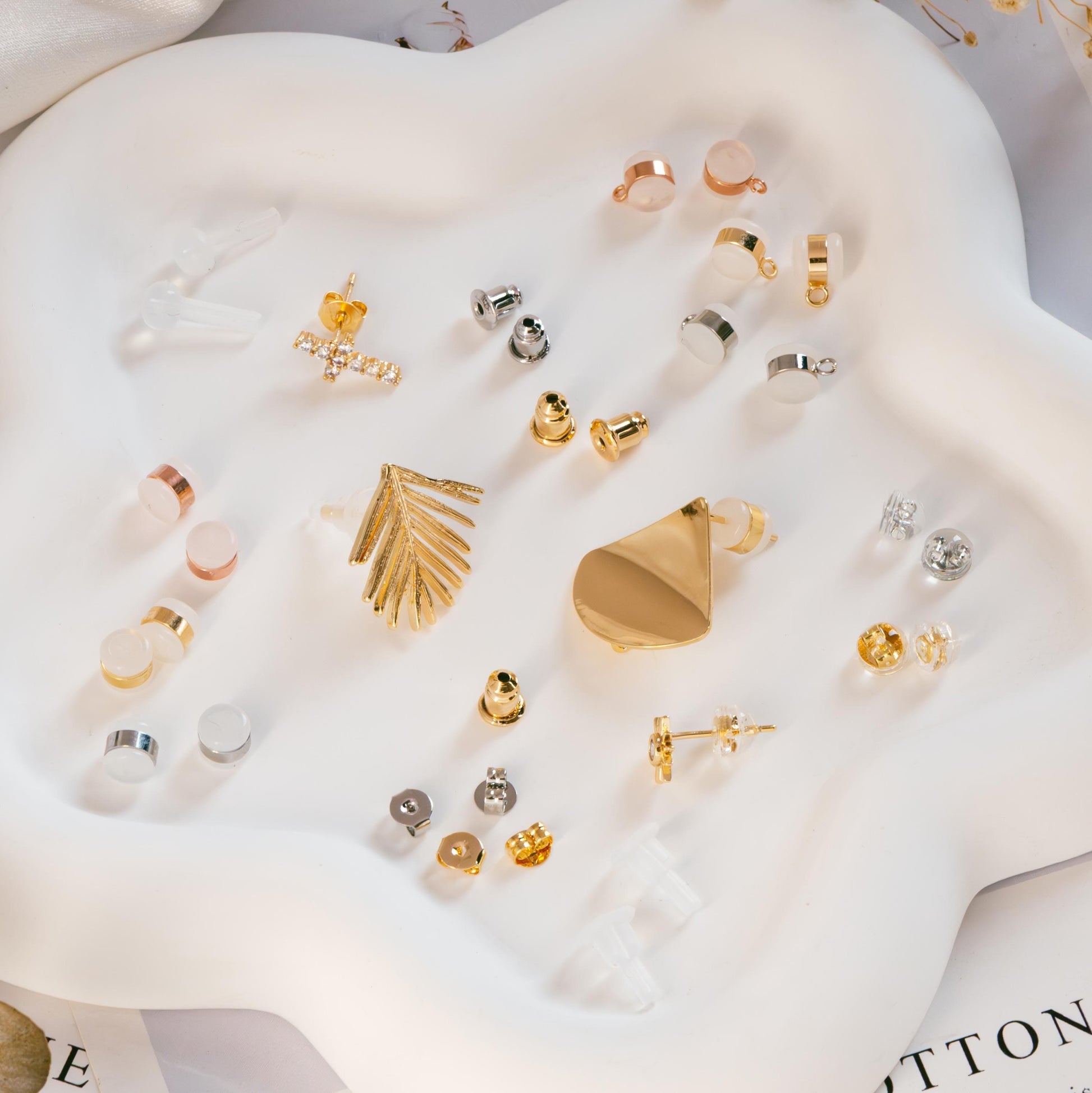 20pcs Gold/ Rhodium plated Ear Nuts, Earring Back Stoppers, Jewelry Findings Wholesale (#GB-651)