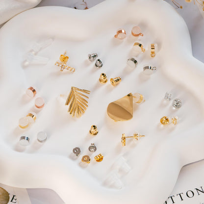 20pcs Gold/ Rhodium plated Ear Nuts, Earring Back Stoppers, Jewelry Findings Wholesale (#GB-651)
