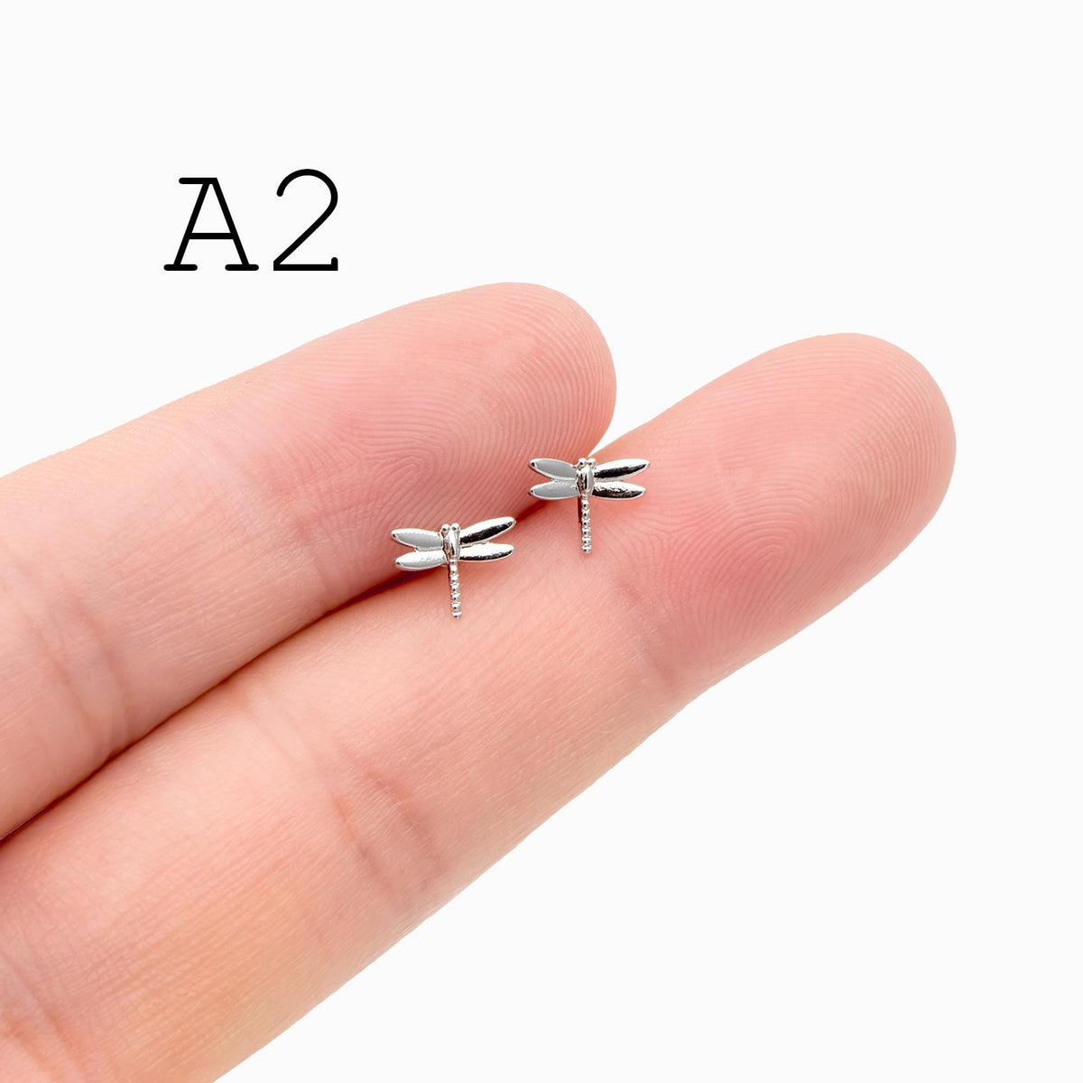 4pcs Gold/ Silver Dragonfly Earrings, Dianty Dragonfly Ear Studs, Jewelry Supplies (GB-3892)