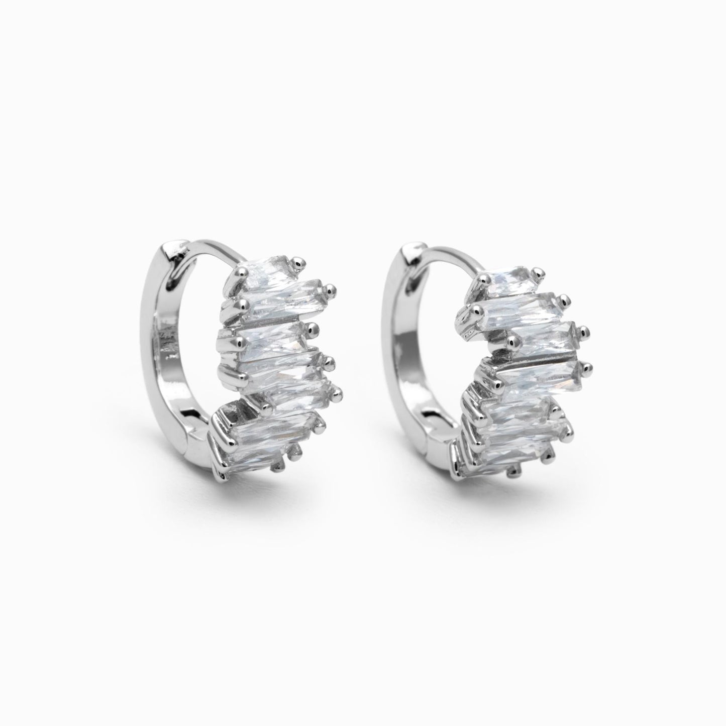 4pcs CZ Pave Gold/ Silver Hoop Earrings, 12mm, Dainty Huggie Earrings, Minimalist Earrings (GB-4726)