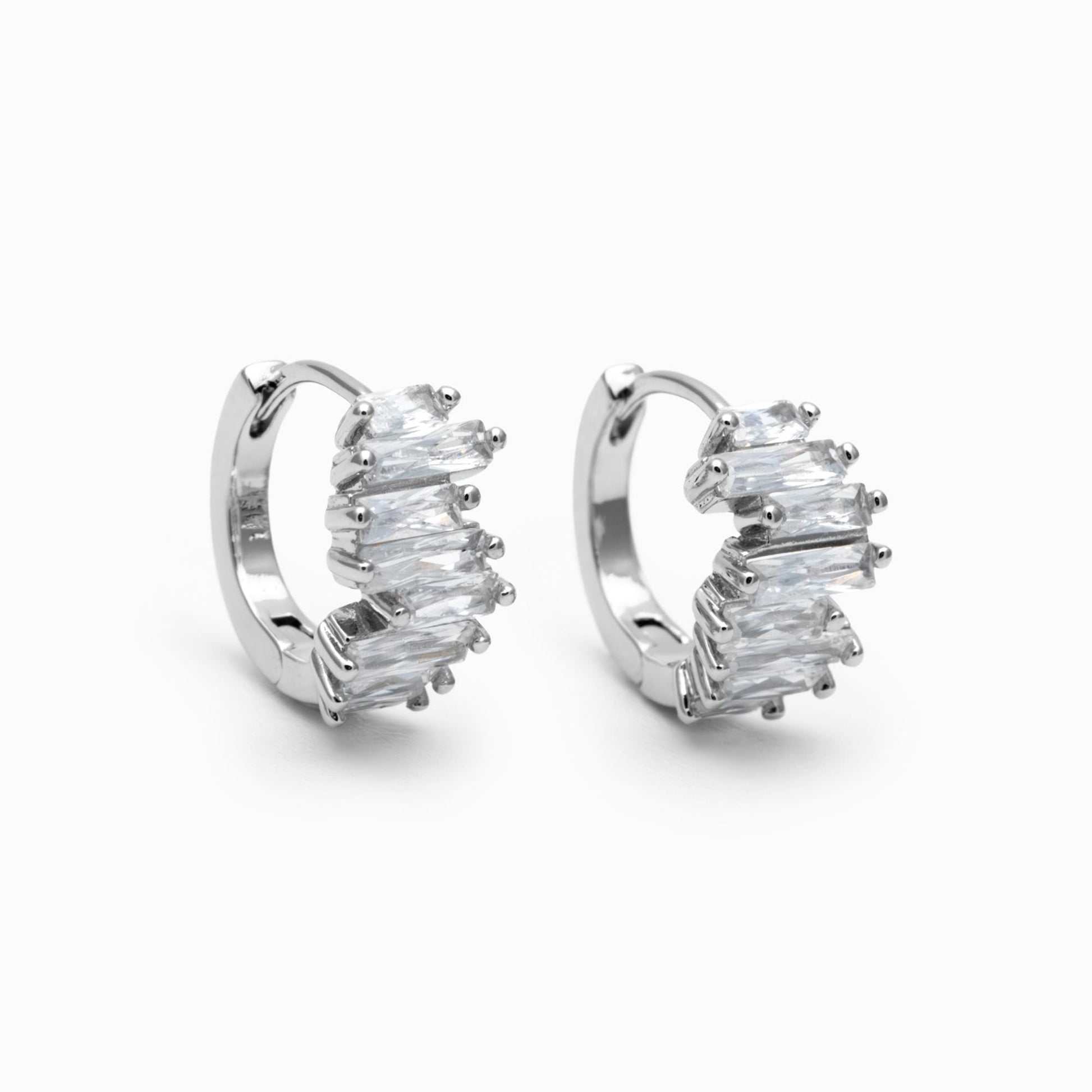 4pcs CZ Pave Gold/ Silver Hoop Earrings, 12mm, Dainty Huggie Earrings, Minimalist Earrings (GB-4726)