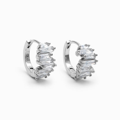 4pcs CZ Pave Gold/ Silver Hoop Earrings, 12mm, Dainty Huggie Earrings, Minimalist Earrings (GB-4726)