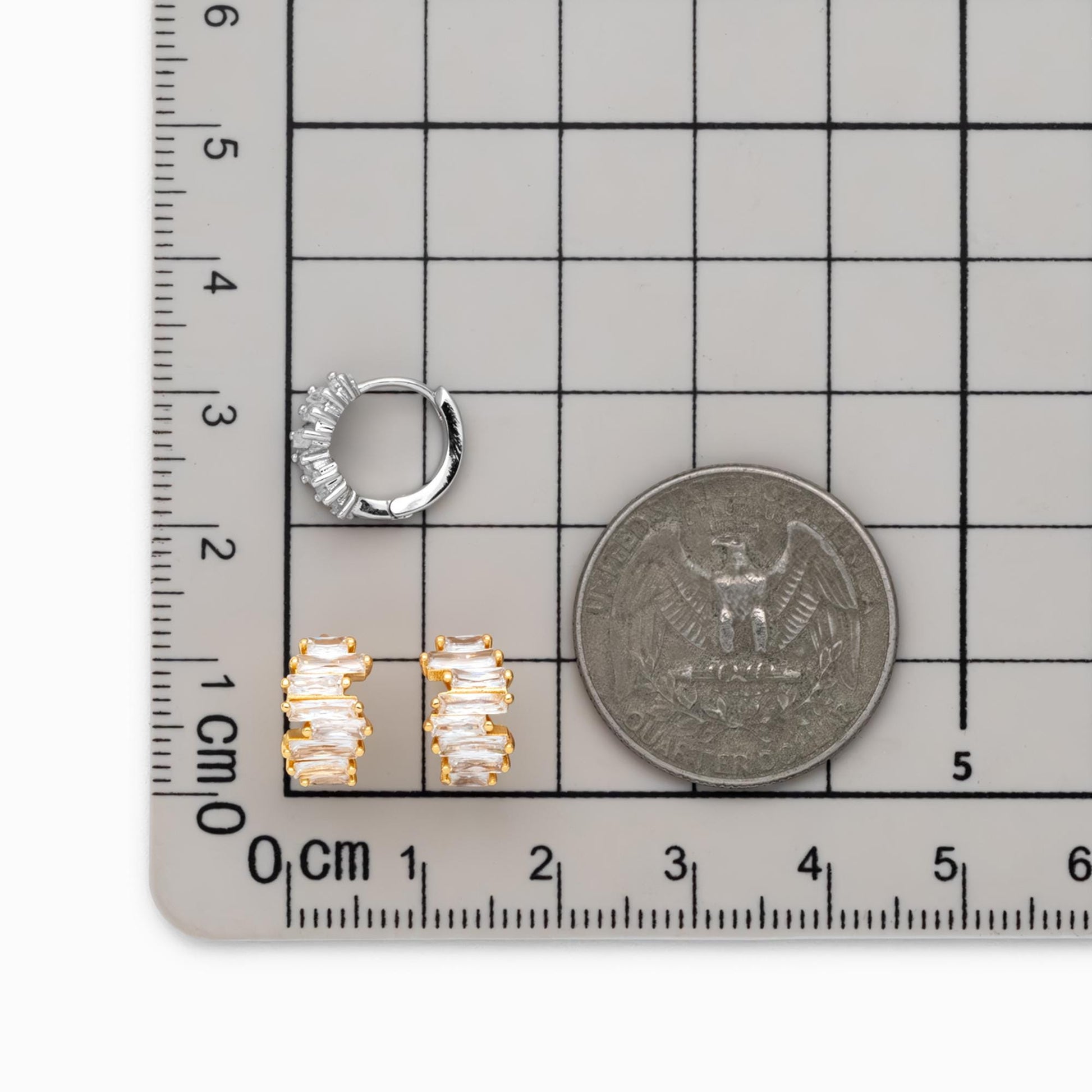 4pcs CZ Pave Gold/ Silver Hoop Earrings, 12mm, Dainty Huggie Earrings, Minimalist Earrings (GB-4726)