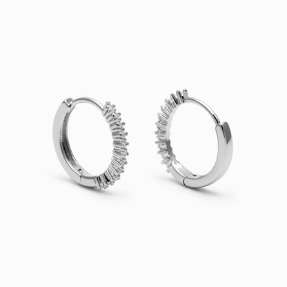 4pcs CZ Pave Gold/ Silver Ear Hoop, 18K Gold/ Rhodium plated Brass Huggie Earrings 16mm (GB-4728)