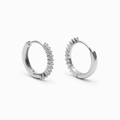 4pcs CZ Pave Gold/ Silver Ear Hoop, 18K Gold/ Rhodium plated Brass Huggie Earrings 16mm (GB-4728)