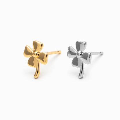 10pcs Gold/ Silver Tone Clover Earrings, Dainty Flower Stud Earrings (GB-4731)