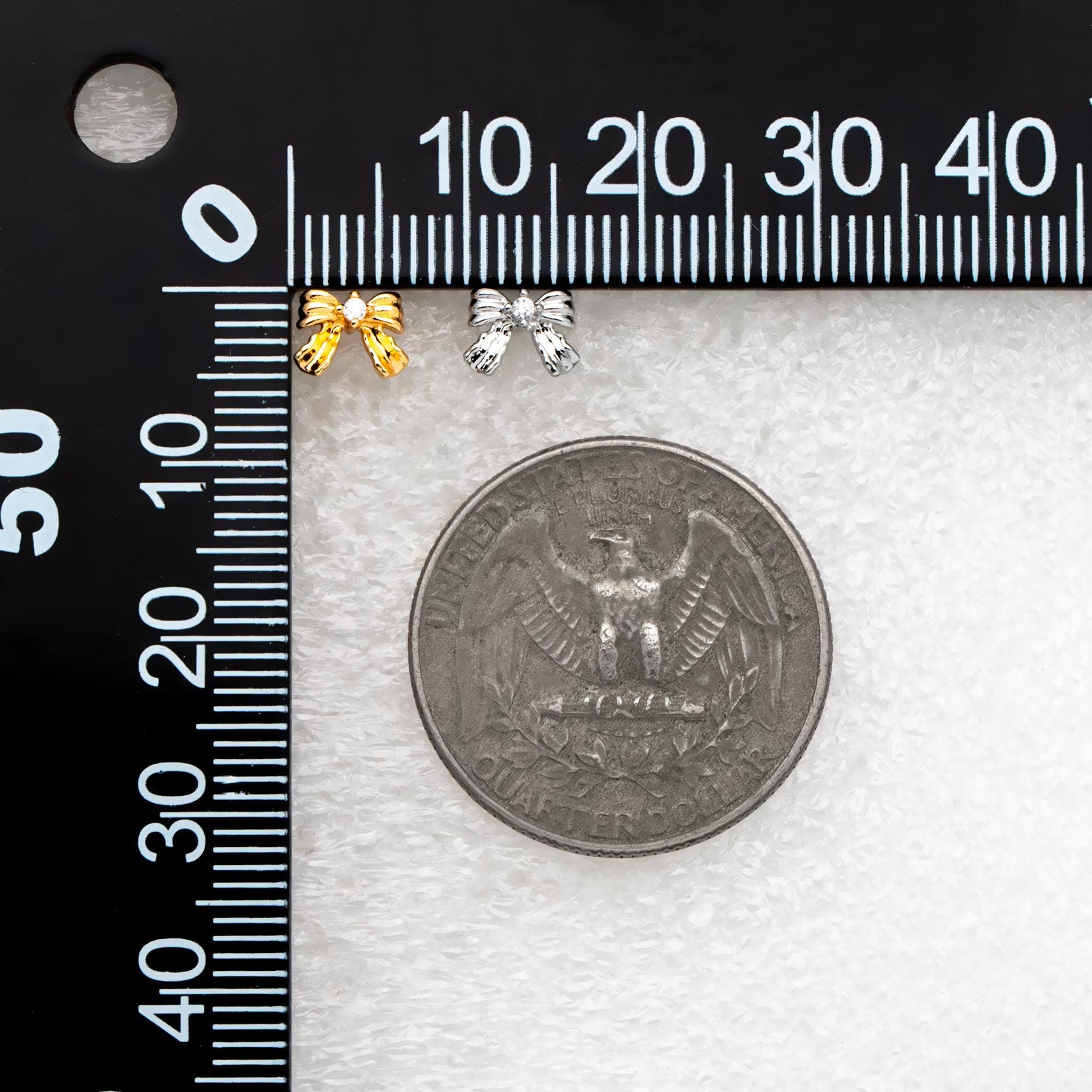 10pcs Tiny Bowknot Earrings, 18K Real Gold/ Rhodium plated Brass, Bow Knot Stud Earring (GB-4737)