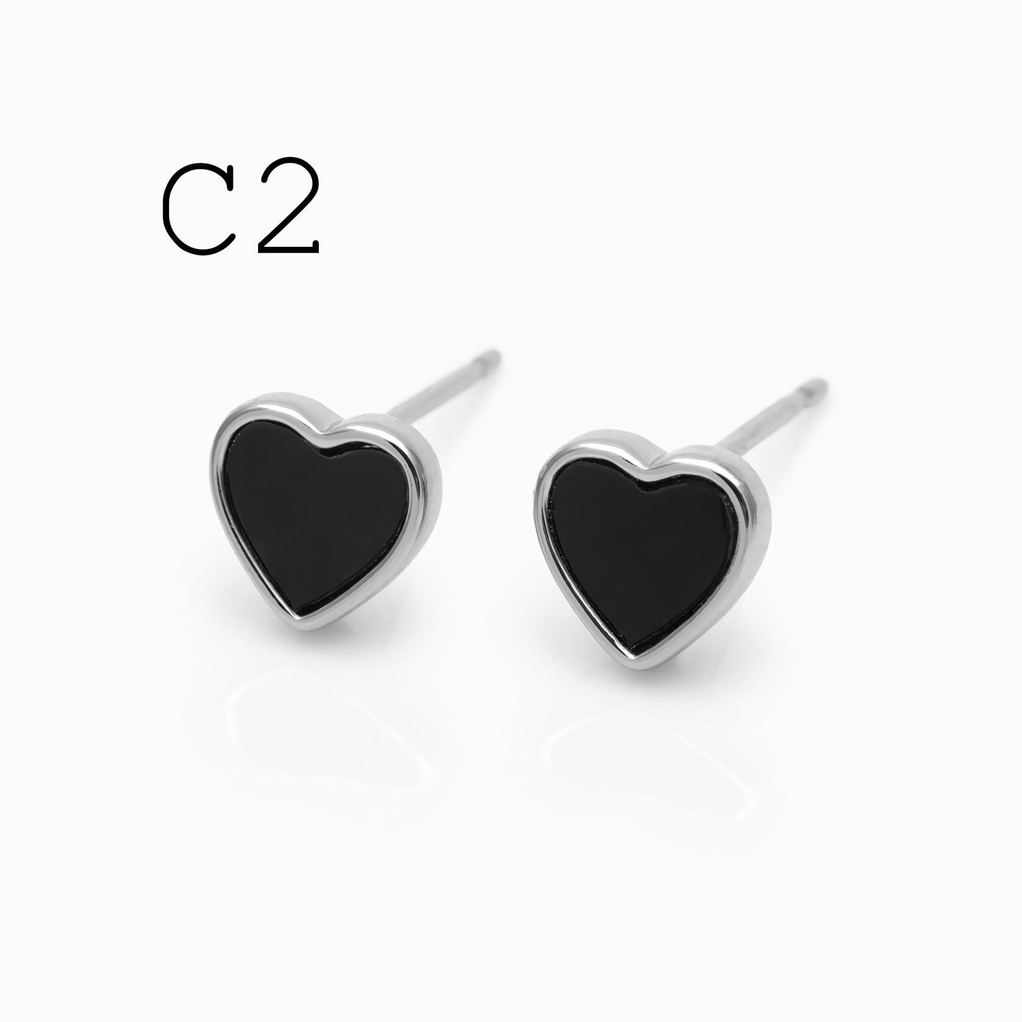 10pcs Black Acetate Gold/ Silver Geometric Earrings, Square/ Round/ Heart Stud Earrings (GB-4744)