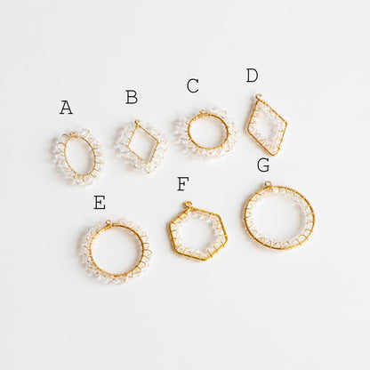 10pcs Gold Geometric Beaded Charms, Wired Crystal Glass Beads Geometric Pendants, Dangle Earring Components (GB-552)