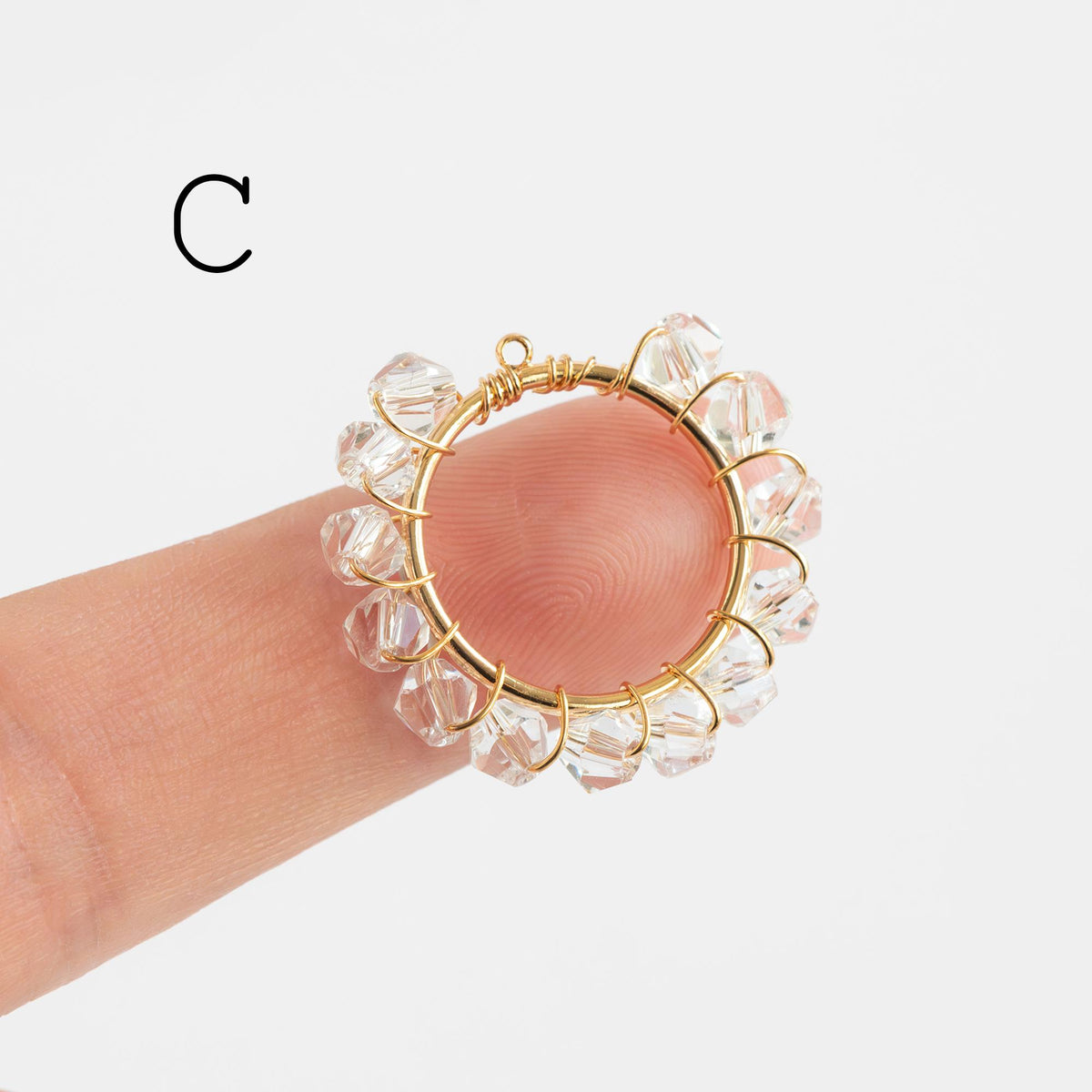10pcs Gold Geometric Beaded Charms, Wired Crystal Glass Beads Geometric Pendants, Dangle Earring Components (GB-552)