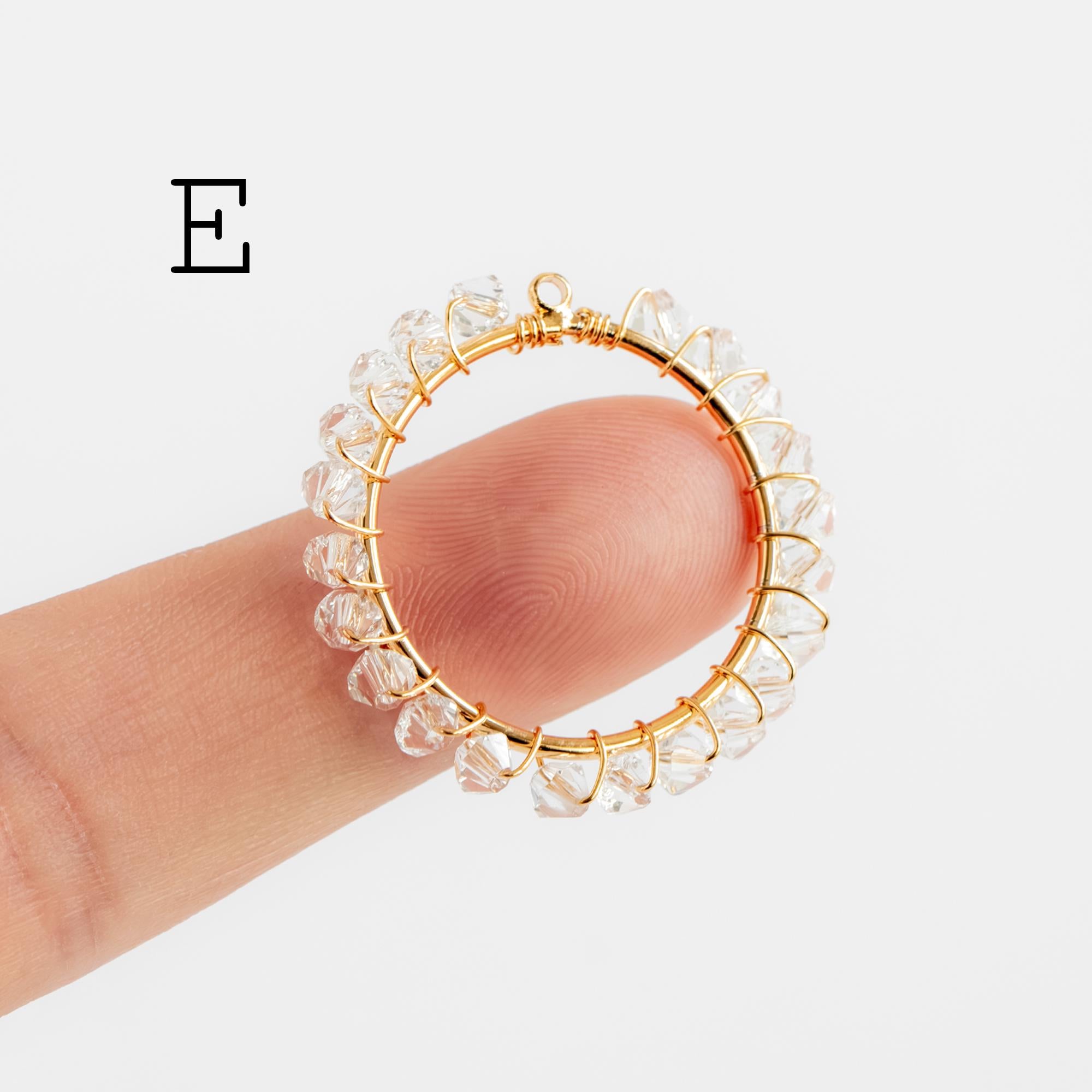 10pcs Gold Geometric Beaded Charms, Wired Crystal Glass Beads Geometric Pendants, Dangle Earring Components (GB-552)