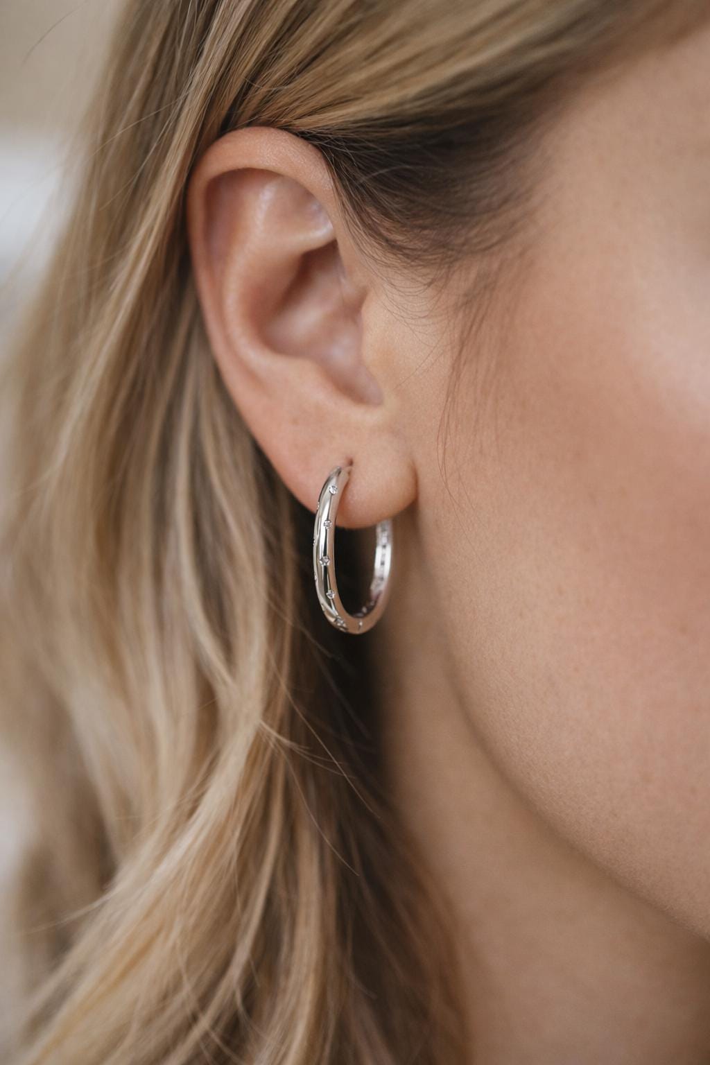 4pcs CZ Pave Gold/ Silver Oval Hoop Earrings, 18K Real Gold/ Rhodium plated Brass, Dainty Geometric Earring Hoops (GB-4692)