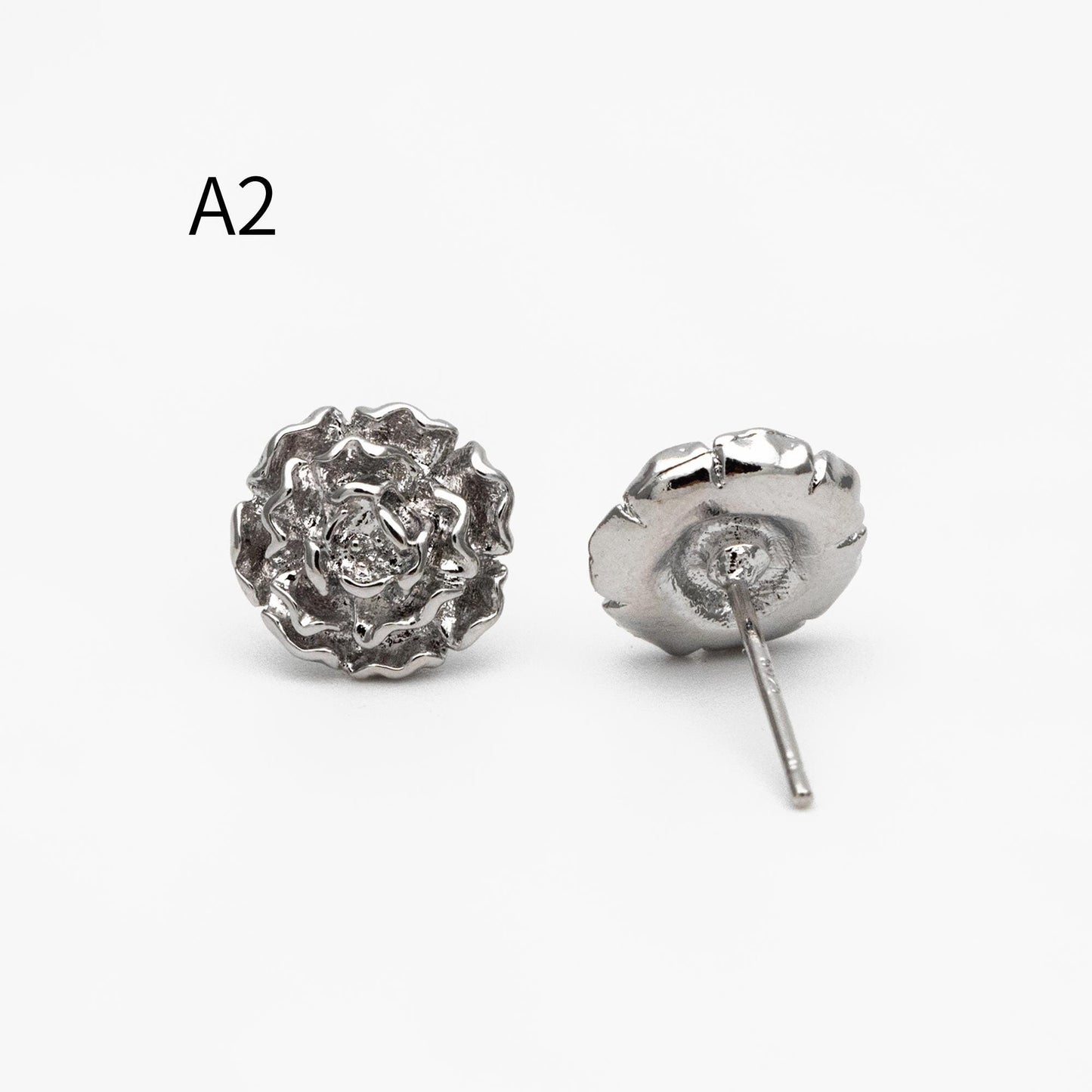 10pcs Gold/ Silver Tone Camellia Rose Earrings, Gold/ Rhodium Plated Brass, Flower Stud Earrings (GB-4626)
