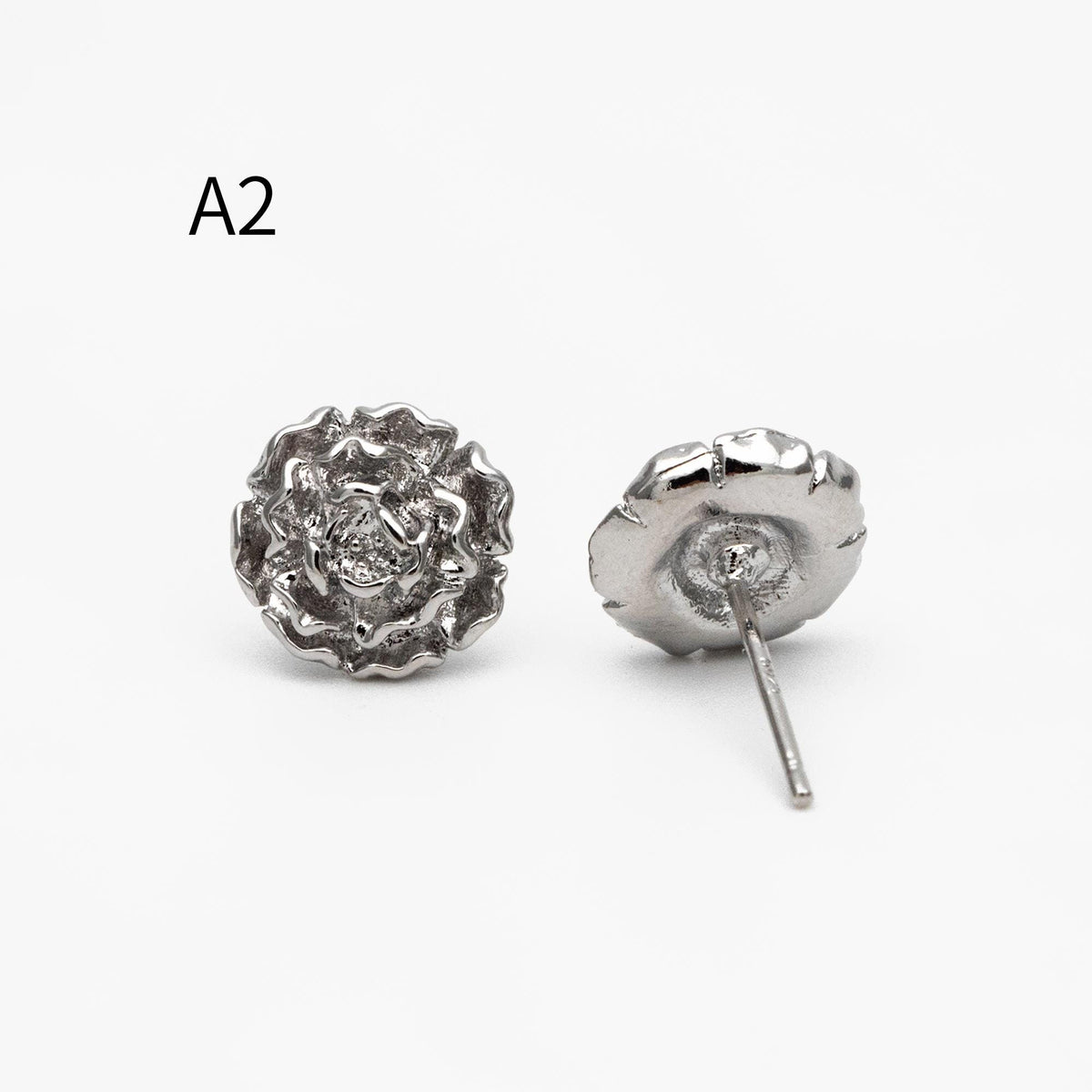 10pcs Gold/ Silver Tone Camellia Rose Earrings, Gold/ Rhodium Plated Brass, Flower Stud Earrings (GB-4626)