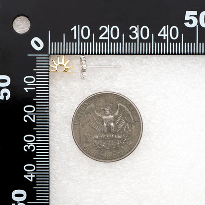 10pcs CZ Pave Gold/ Silver Tone Sun Earrings, Real Gold/ Rhodium Plated Brass, Sunrise Stud Earrings (#GB-4769)