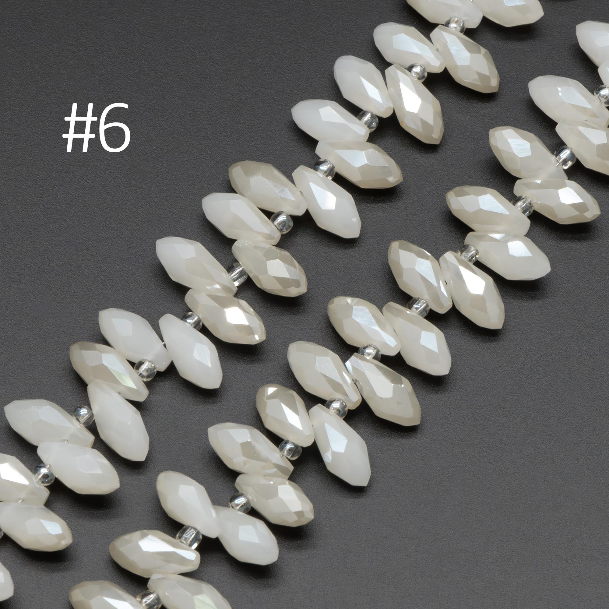 Crystal Faceted Teardrop, Glass Briolette beads 6x12mm , (HS-06)/ 95 beads