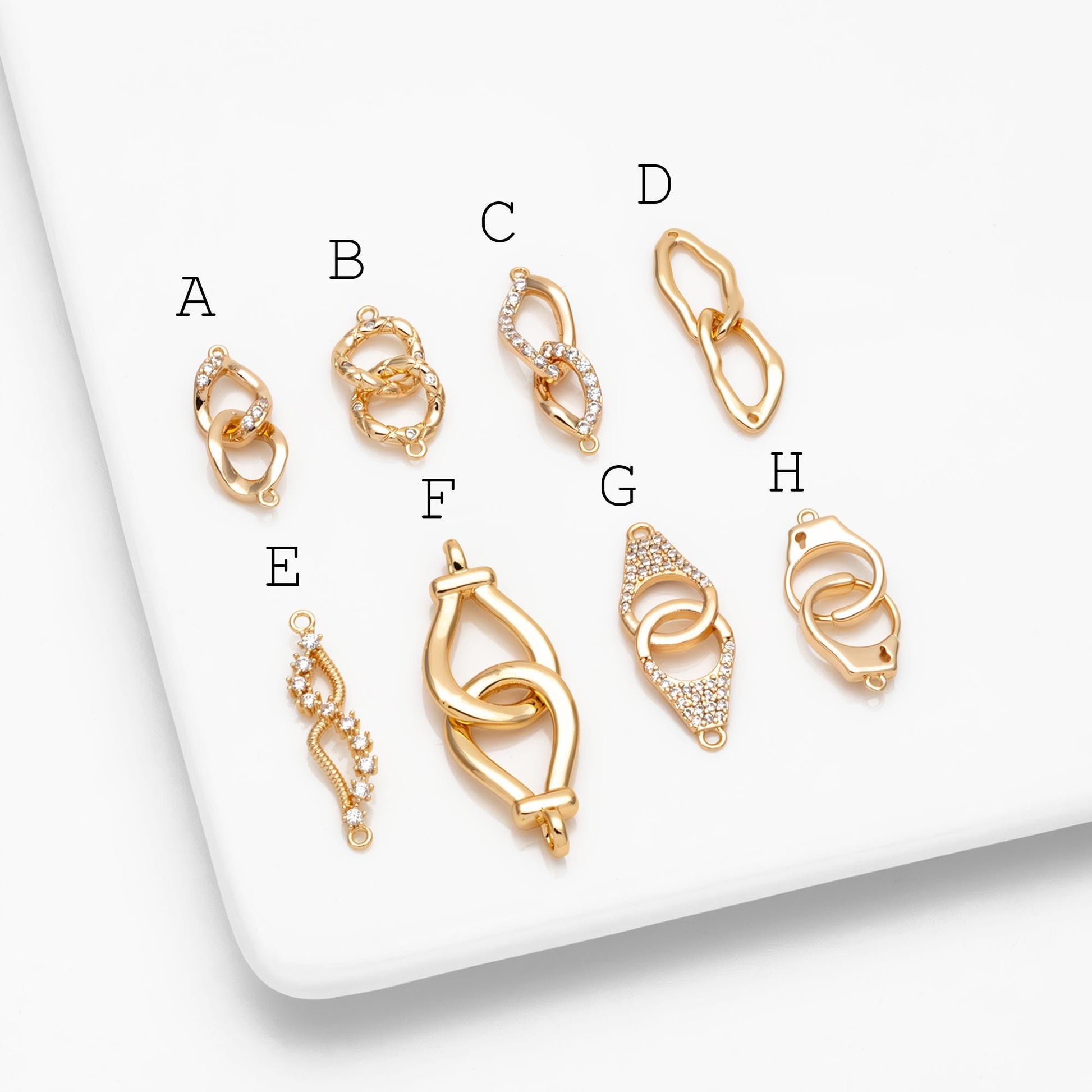 4pcs Gold Chain Connector Links, Bracelet Connector, Earring Findings, Jewelry Making, Diy Material, Jewelry Supplies (GB-2197)