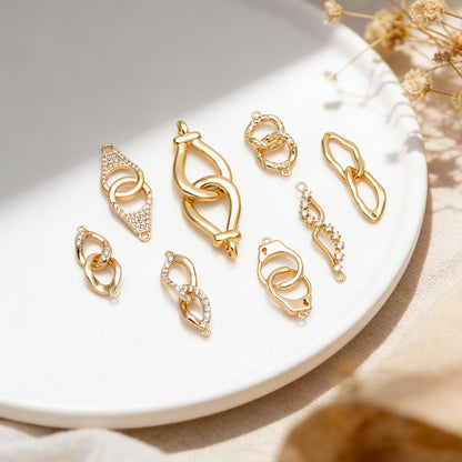 4pcs Gold Chain Connector Links, Bracelet Connector, Earring Findings, Jewelry Making, Diy Material, Jewelry Supplies (GB-2197)