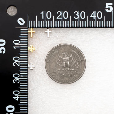 10pcs Gold/ Silver Tone Cross Earrings, Gold/ Rhodium Plated Brass Small Cross Stud Earring (#GB-4742)