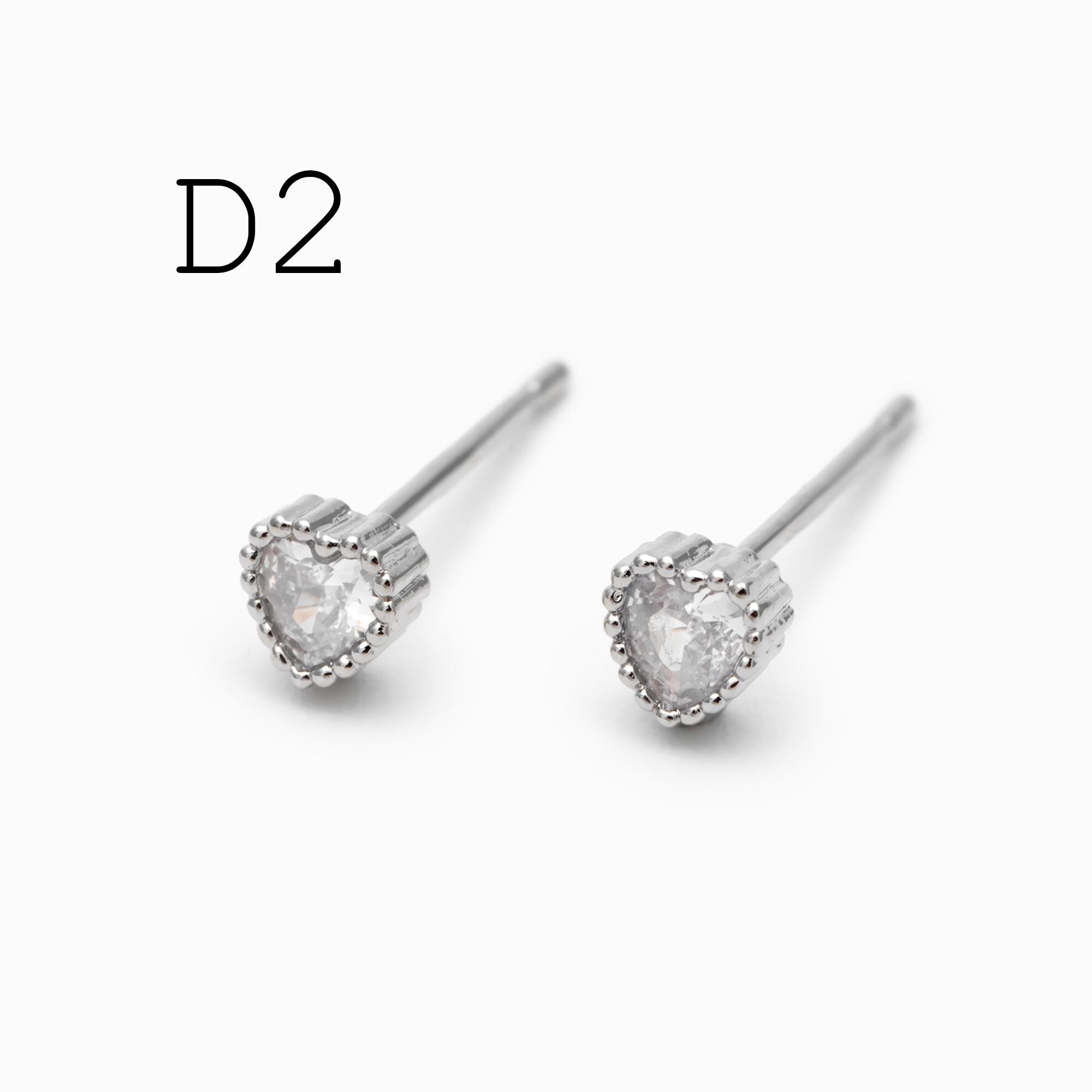 10pcs CZ Pave Gold/ Silver Round/ Triangle/ Rhombus/ Heart Earrings, Dainty Geometric Stud Earrings (GB-4743)