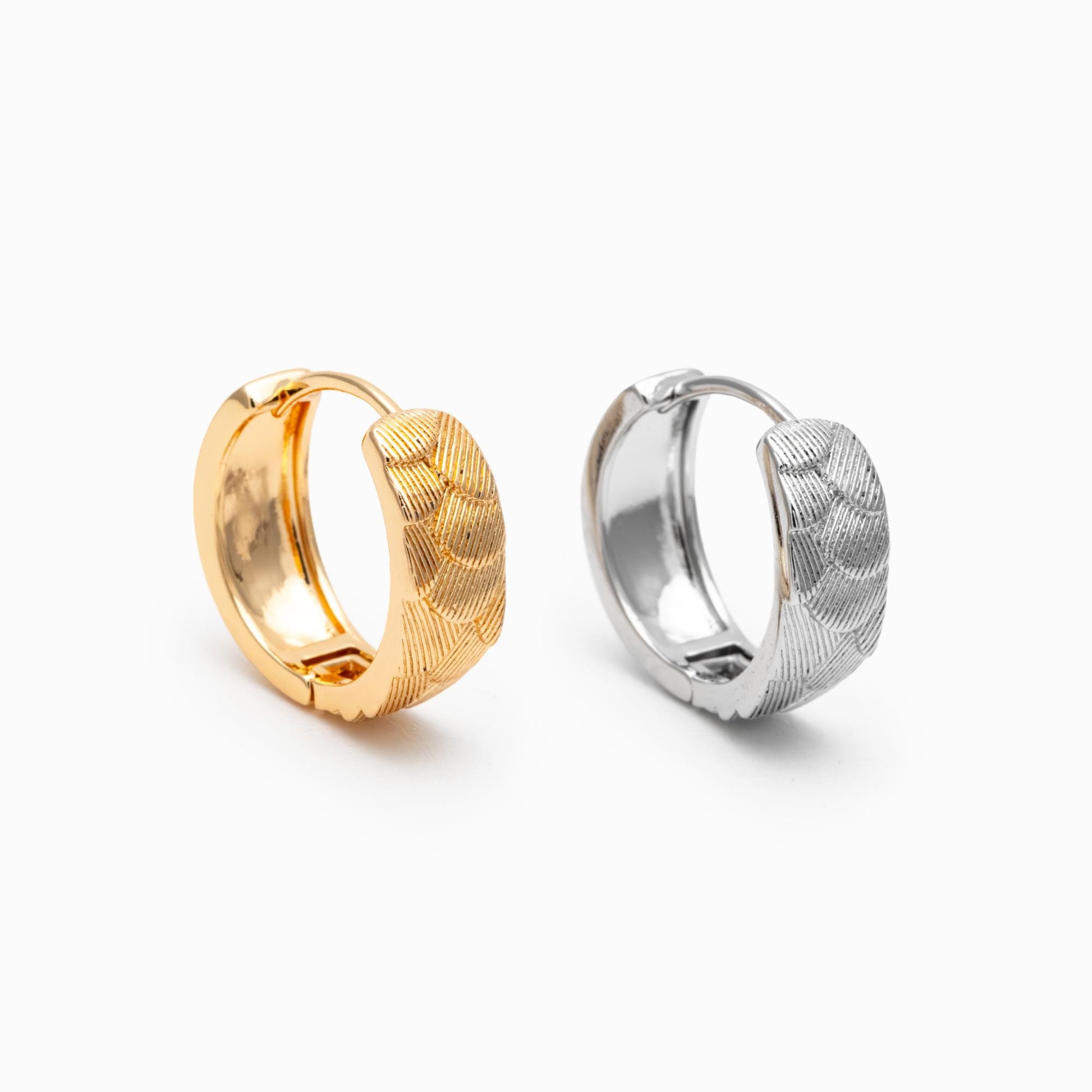 4pcs Gold/ Silver Hoop Earrings, 16mm, 18K Real Gold/ Rhodium plated Brass, Dainty Huggie Earrings, Minimalist Earrings (GB-4756)