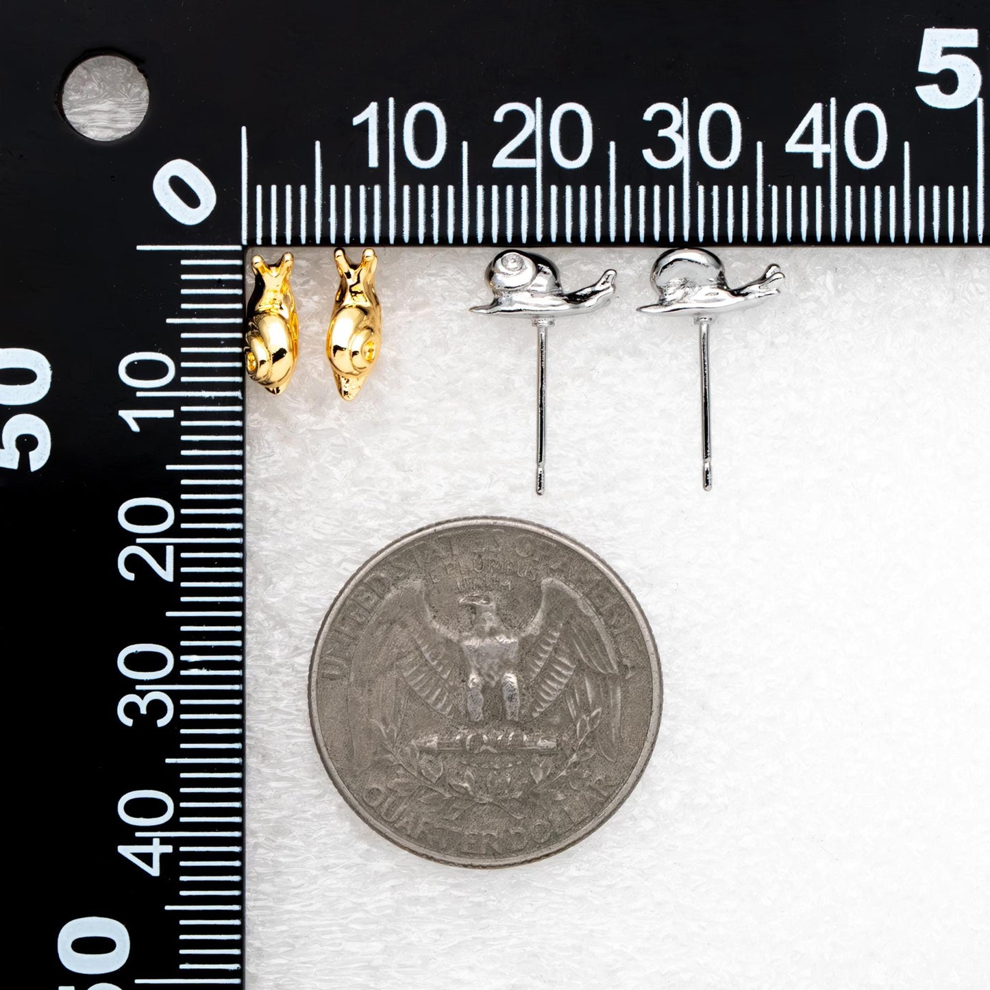 10pcs Gold/ Silver Snail Earrings, Real Gold/ Rhodium Plated Brass, Cute Stud Earrings (#GB-4757)