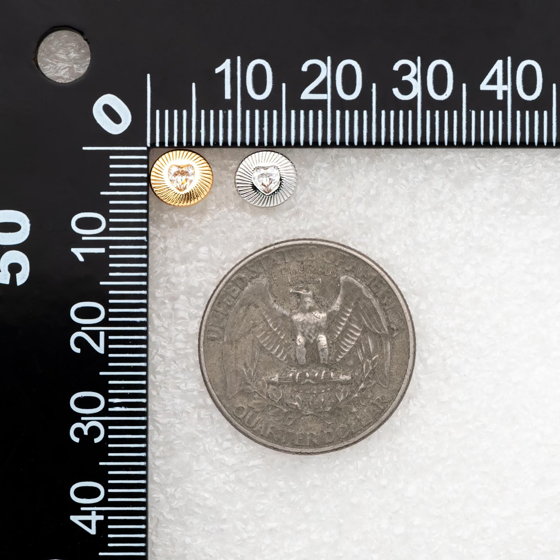 10pcs CZ Pave Heart Round Earrings, Gold/ Rhodium Plated Brass Dainty Stud Earrings (GB-4758)