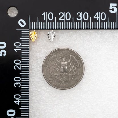 10pcs CZ Pave Gold/ Silver Leaf Earrings, 18K Real Gold/ Rhodium Plated Brass, Dainty Stud Earrings (GB-4759)