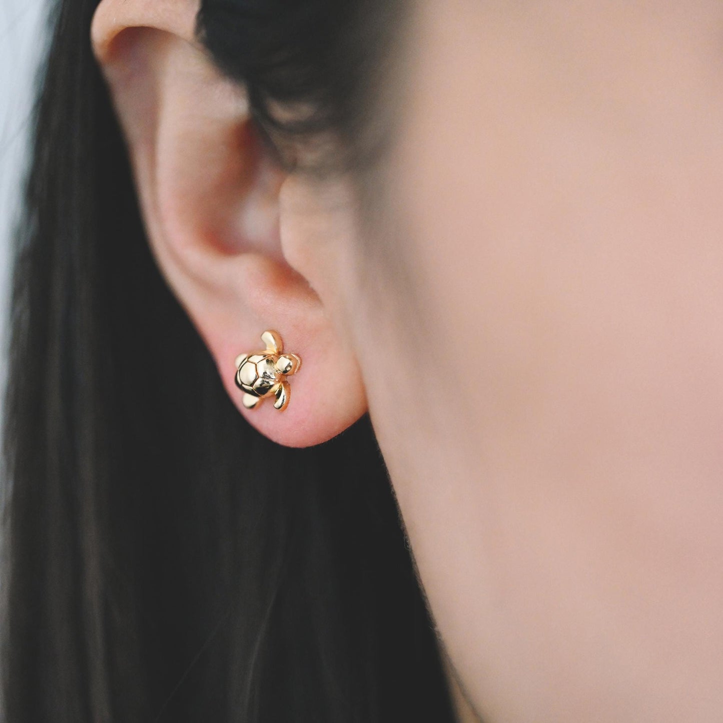 10pcs CZ Pave Gold/ Silver Tone Turtle Earrings, Gold/ Rhodium Plated Brass, Minimalist Stud Earrings (GB-3845)